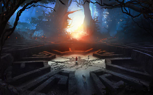 forest wolf maze fantasy red riding hood HD Desktop Wallpaper | Background Image