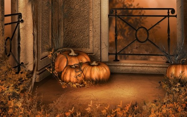 Artistic Fall Pumpkin Leaf HD Wallpaper | Background Image