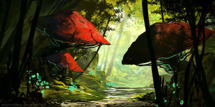 nature mushroom fantasy forest HD Desktop Wallpaper | Background Image