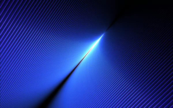 Abstract blue fractal HD PC desktop wallpaper created with Chaoscope: converging luminous lines and a bright light burst on a deep blue background.