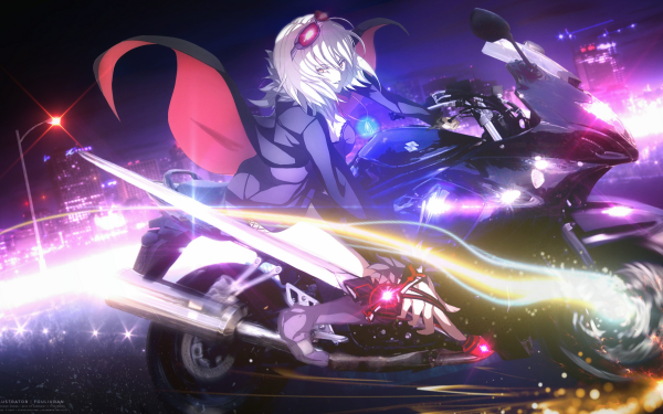 Anime Fate/Grand Order Fate Series Avenger Jeanne d'Arc Alter Motorcycle Suzuki Jeanne d'Arc Fate Sword City Short Hair White Hair HD Wallpaper | Background Image