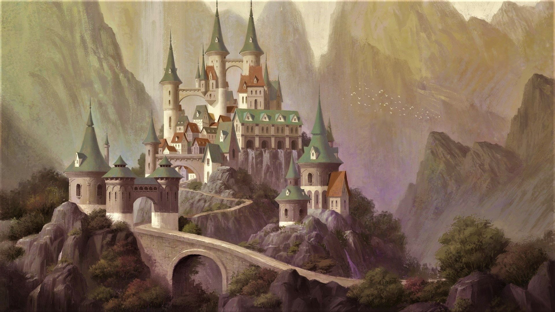 Download Mountain Fantasy Castle HD Wallpaper by Yong-jin Lee