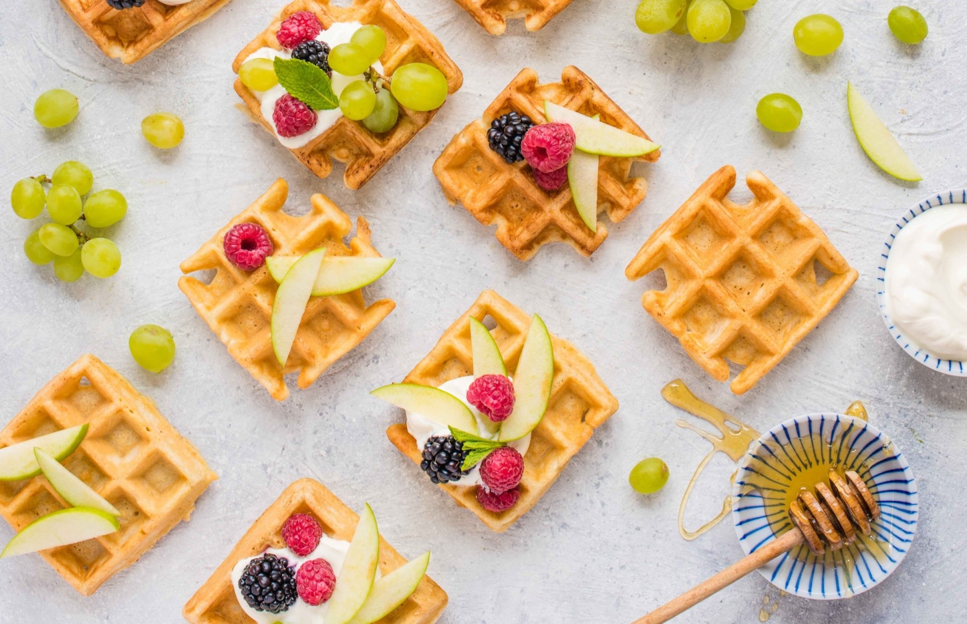 Download Fruit Grapes Still Life Food Waffle HD Wallpaper