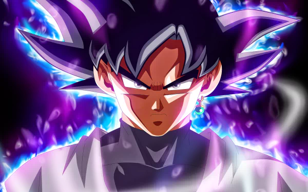 Vibrant 4K Ultra HD anime wallpaper featuring a Dragon Ball Super character with glowing aura and intense expression, designed for PC desktop backgrounds.