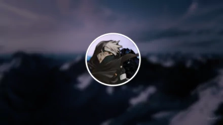 HD wallpaper featuring Kakashi Hatake from the anime Naruto, set against a dark, blurred mountainous background.