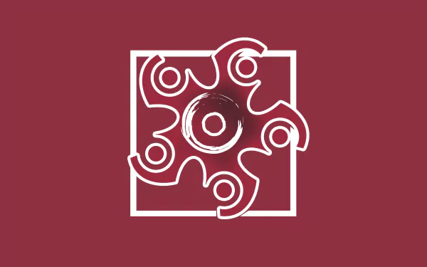 Minimalist 8K Ultra HD wallpaper featuring a stylized white outline of Hibana's X-KAIROS grenade from Tom Clancy's Rainbow Six: Siege on a solid maroon background.