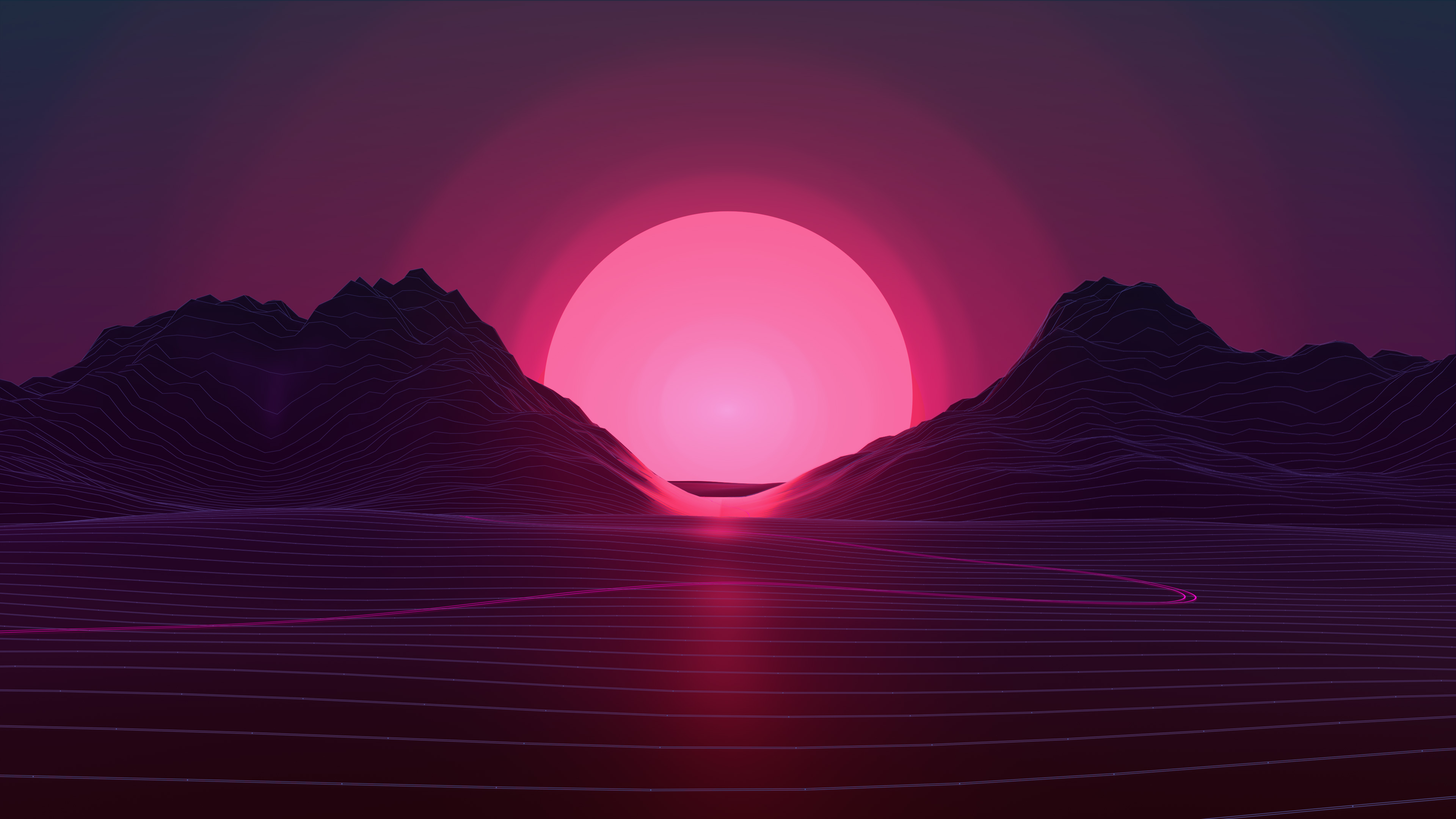 Retro Sun Wave - 4K Ultra HD Wallpaper by AxiomDesign