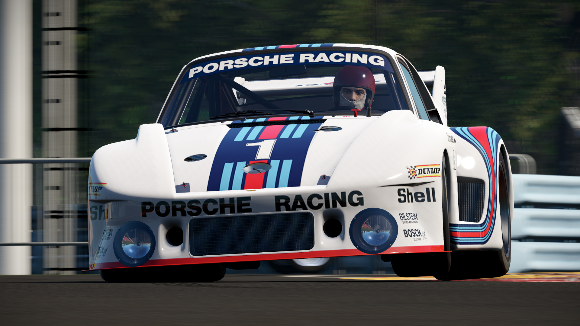 White Porsche 935 race car with Martini livery on track from Project Cars 2, rendered as a 4K Ultra HD PC desktop wallpaper/background.