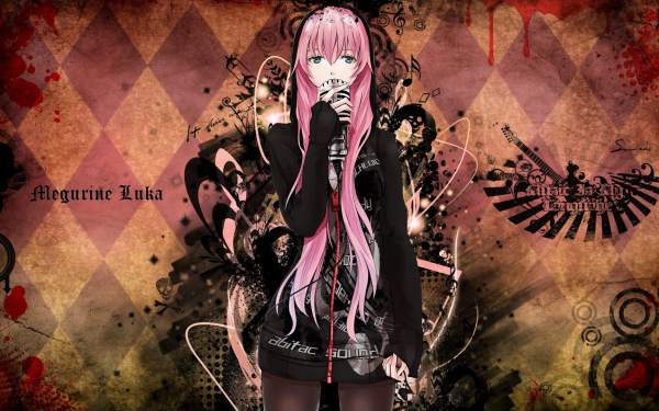 Anime Vocaloid Pink Hair Luka Megurine Long Hair Microphone Green Eyes HD Wallpaper | Background Image