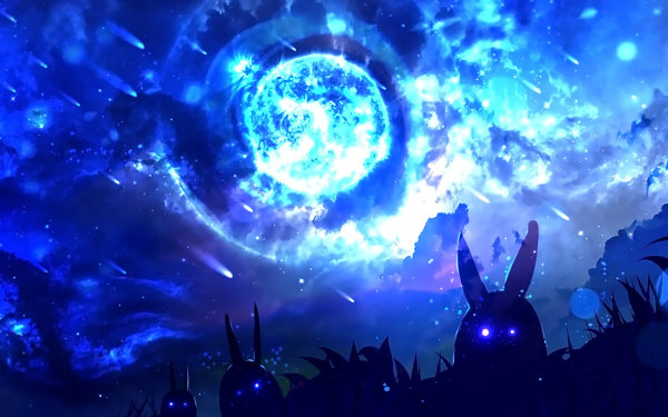 Anime Original Bunny Planet Fantasy Comet Blue HD Wallpaper | Background Image