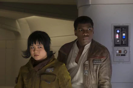 4K Ultra HD wallpaper featuring Kelly Marie Tran as Rose Tico and John Boyega as Finn from Star Wars: The Last Jedi.
