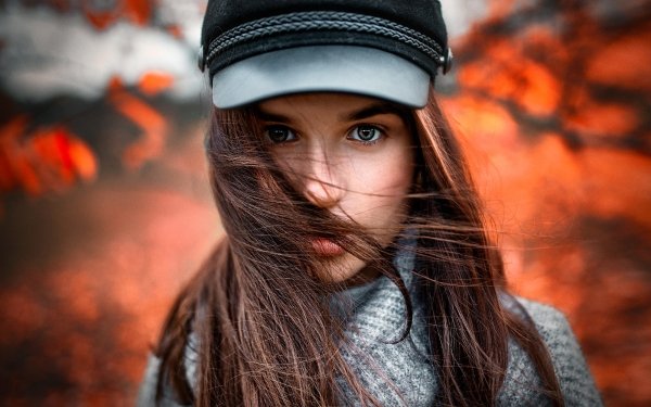 Women Model Face Brunette Depth Of Field Hat HD Wallpaper | Background Image