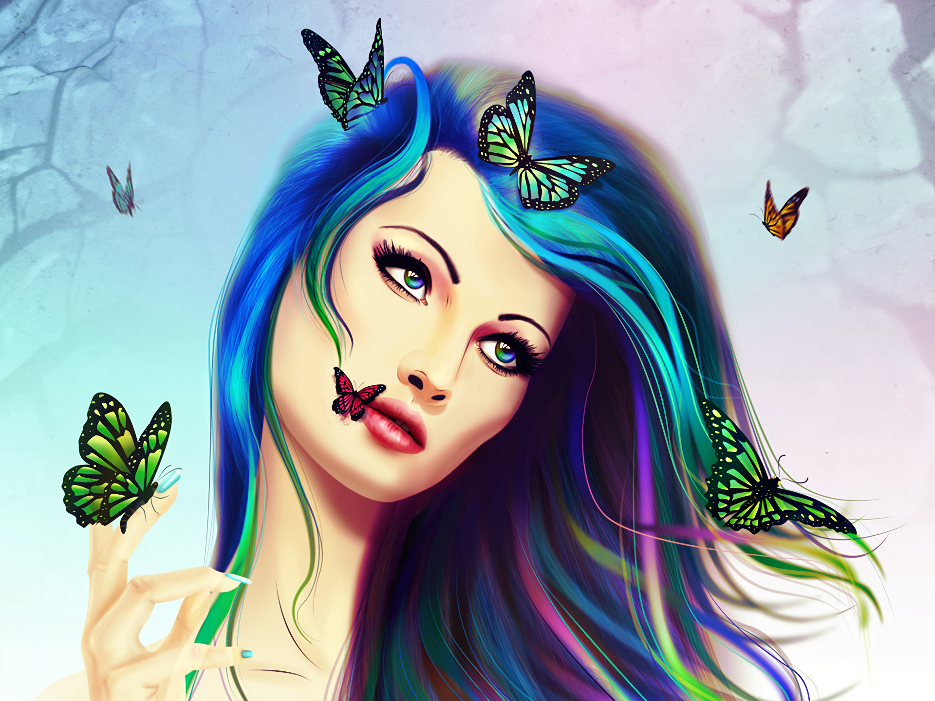 Fantasy Girl and Butterflies