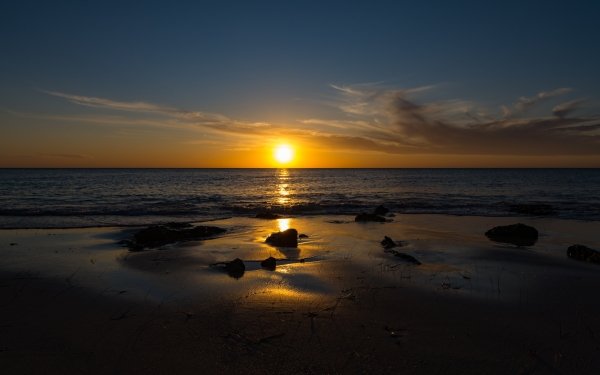 Earth Sunset Horizon Beach Ocean HD Wallpaper | Background Image