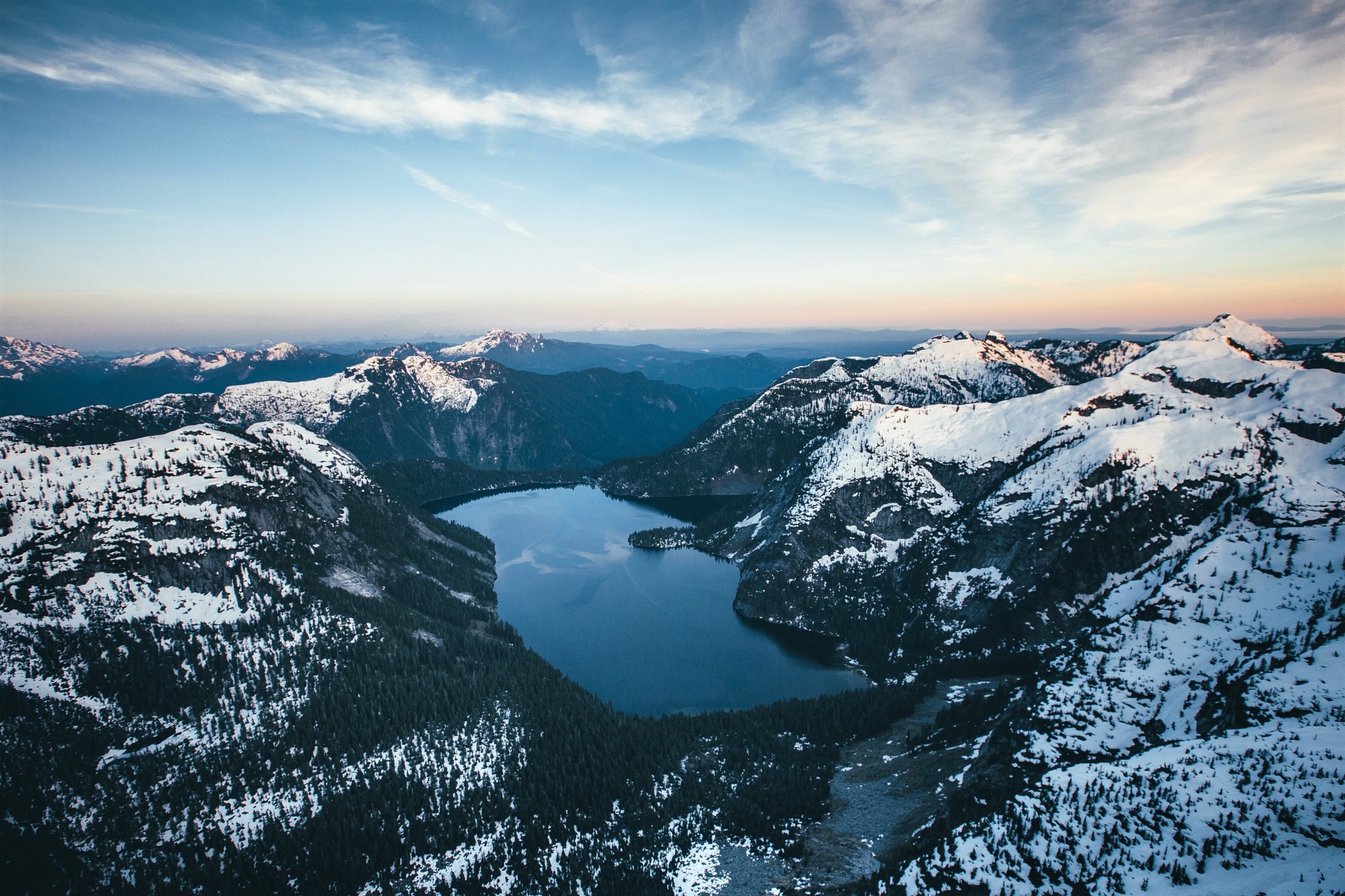Download Snow Lake Forest Mountain Nature Winter HD Wallpaper