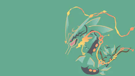 HD desktop wallpaper featuring Mega Rayquaza, the legendary Pokémon from Pokémon Omega Ruby and Alpha Sapphire video game.