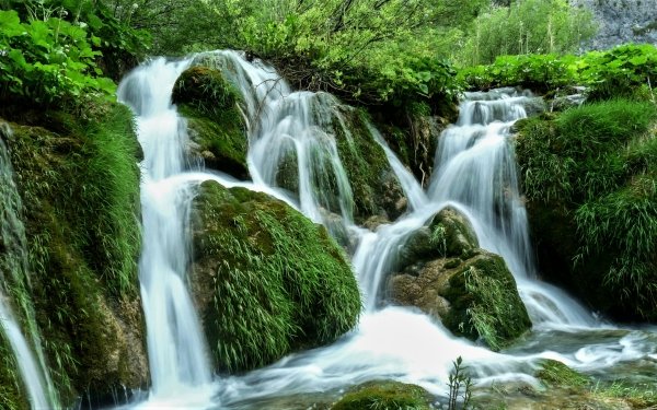 Earth Waterfall Waterfalls Green Moss HD Wallpaper | Background Image