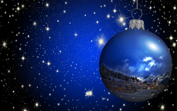 Holiday Christmas Christmas Ornaments Blue Snow Snowfall Town Winter Snowflake HD Wallpaper | Background Image