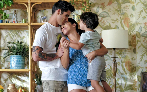 HD wallpaper of a heartwarming scene from 'Jane the Virgin' featuring a joyful family embrace.