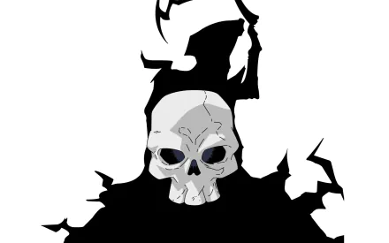 HD PC desktop wallpaper featuring a minimalist black and white design of a Soul Eater anime character with a prominent skull mask.