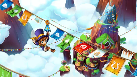 HD wallpaper of A Hat in Time featuring the protagonist against a vibrant, whimsical background.