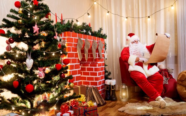 Holiday Christmas Christmas Tree Santa Gift HD Wallpaper | Background Image