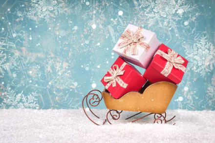 snowflake gift sleigh holiday Christmas HD Desktop Wallpaper | Background Image