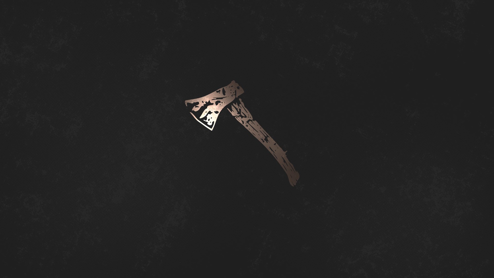 Minimalist Hunting Hatches (Dead by Daylight) hatchet centered on a dark textured background — Dead By Daylight video game 8K Ultra HD PC desktop wallpaper, minimalist gaming.