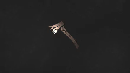 Minimalist Hunting Hatches (Dead by Daylight) hatchet centered on a dark textured background — Dead By Daylight video game 8K Ultra HD PC desktop wallpaper, minimalist gaming.