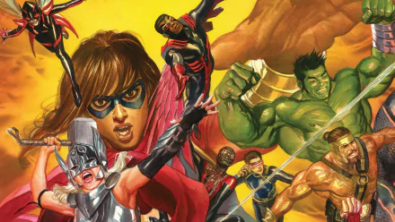 Nadia Van Dyne spider man Kamala Khan Hercules (Marvel Comics) Miles Morales Amadeus Cho Wasp (Marvel Comics) Thor Jane Foster Cyclops (Marvel Comics) Hulk Comic Avengers HD Desktop Wallpaper | Background Image