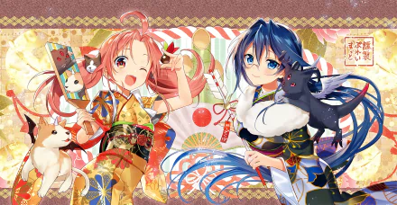 glasses blue hair japanese clothes Anime Original HD Desktop Wallpaper | Background Image