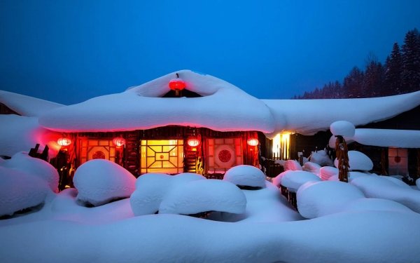 Photography Winter Snow Cabin HD Wallpaper | Background Image