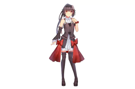 thigh highs long hair black hair red eyes Anime Original HD Desktop Wallpaper | Background Image