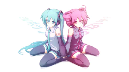 Kasane Teto Utau Hatsune Miku Vocaloid Anime crossover HD Desktop Wallpaper | Background Image