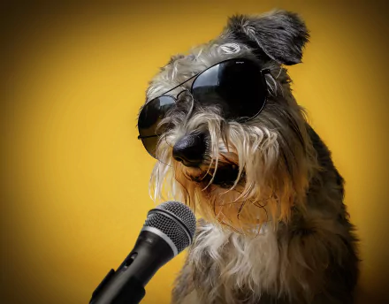 microphone sunglasses dog Animal schnauzer HD Desktop Wallpaper | Background Image