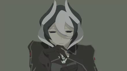 Minimalist HD desktop wallpaper featuring Ozen from the anime Made in Abyss, displaying a calm and tranquil expression on a muted green background.
