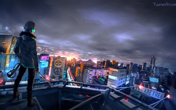 Anime Fisheye Placebo City Urban HD Wallpaper | Background Image
