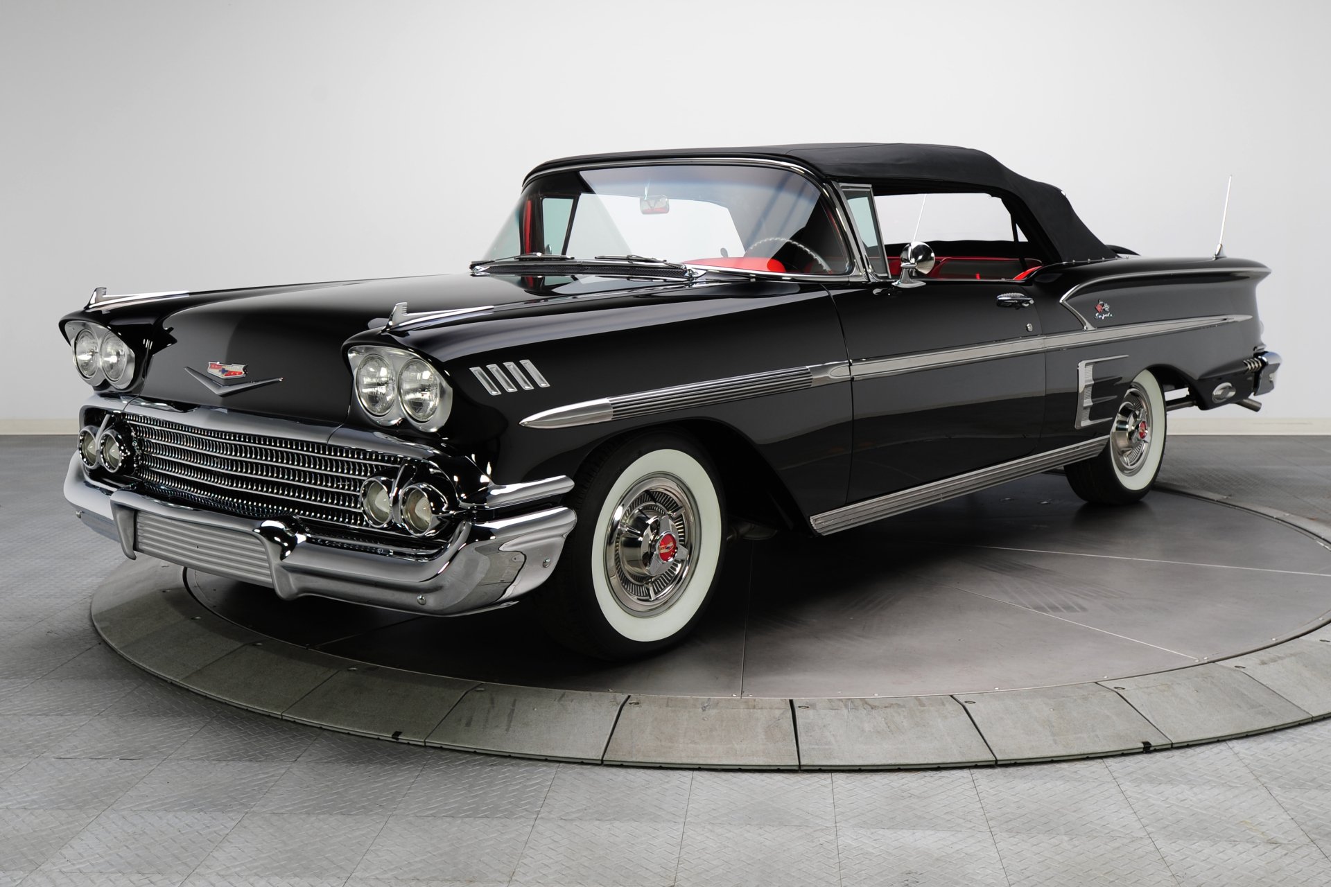 Black Chevrolet Impala Convertible, a classic vehicle showcased in an HD PC desktop wallpaper and background.