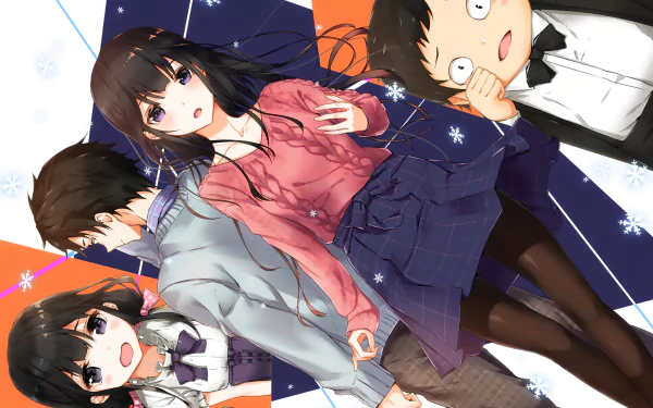 HD PC desktop wallpaper featuring Aki Adagaki and Masamune Makabe from the anime Masamune-kun's Revenge, showcasing vibrant character art and dynamic poses.