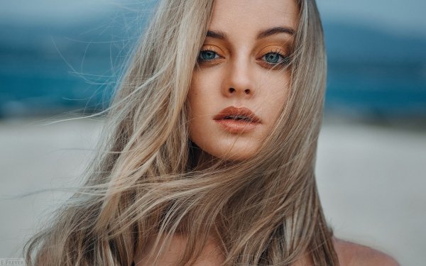 Women Face Model Blue Eyes Blonde Depth Of Field HD Wallpaper | Background Image