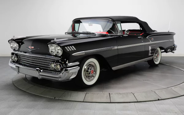 Black Chevrolet Impala Convertible, a classic vehicle showcased in an HD PC desktop wallpaper and background.