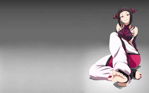 HD PC desktop wallpaper featuring Juri from the Street Fighter video game series, depicted with a confident pose against a gray gradient background.