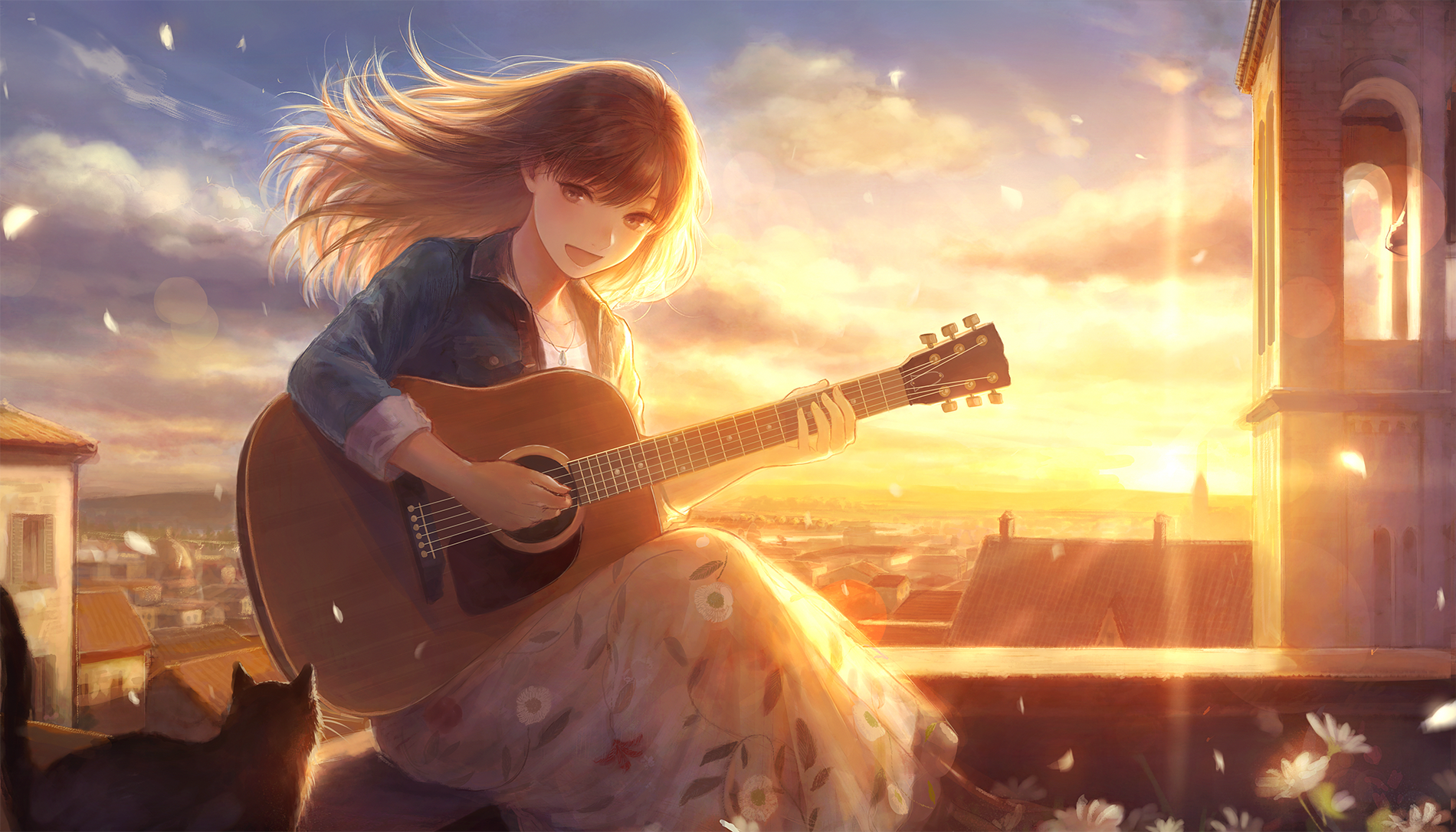 Music guitar anime girl anime musician girl HD wallpaper  Pxfuel