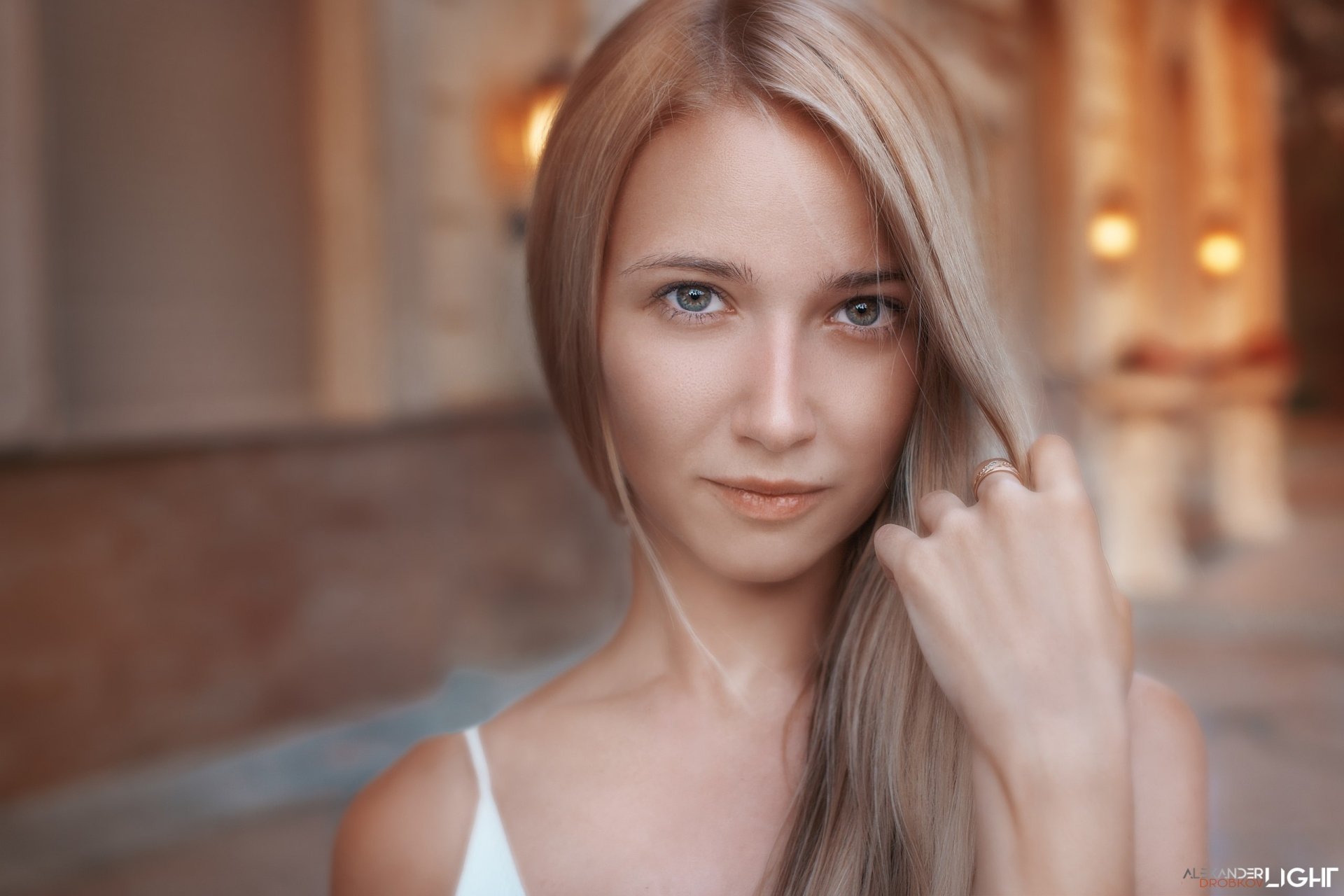 Download Blue Eyes Blonde Depth Of Field Face Woman Model Hd Wallpaper By Alexander Drobkov