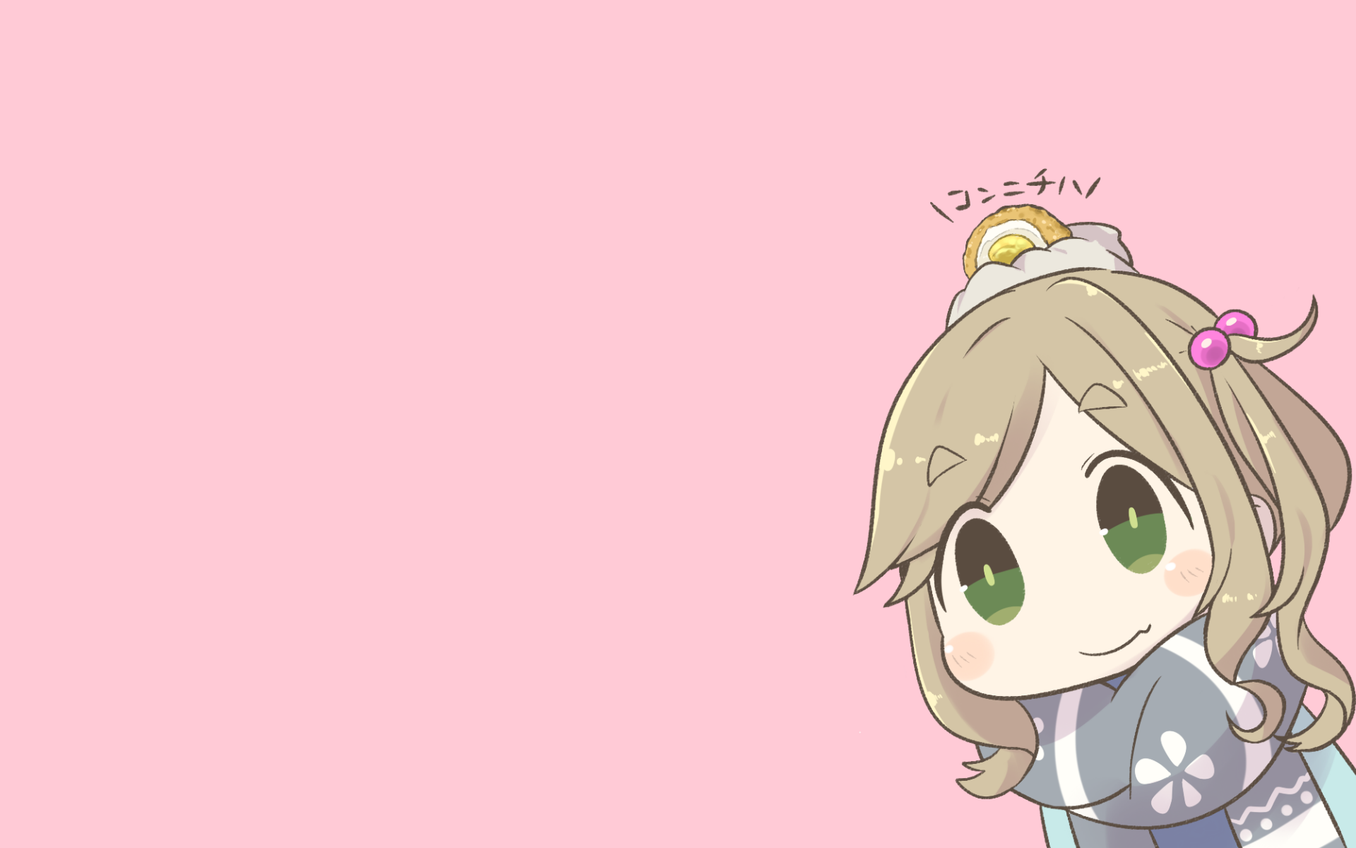 HD desktop wallpaper featuring Aoi Inuyama from the anime Laid-Back Camp, set against a pink background.