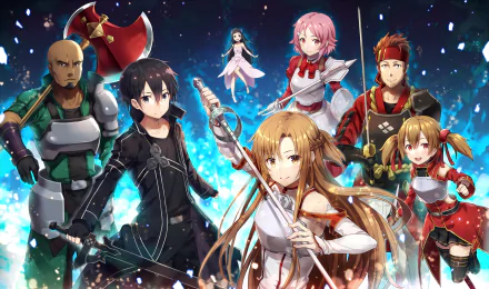 Asuna Yuuki Yui (Sword Art Online) Ryoutarou Tsuboi Rika Shinozaki Kirito (Sword Art Online) Keiko Ayano Andrew Gilbert Mills Anime Sword Art Online Kirito And Asuna HD Desktop Wallpaper | Background Image