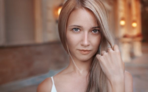 Women Model Face Depth Of Field Blonde Blue Eyes HD Wallpaper | Background Image