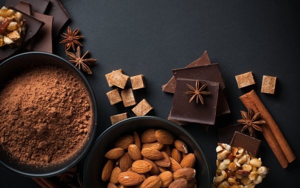 Food Chocolate Cinnamon Sugar Star Anise Almond HD Wallpaper | Background Image