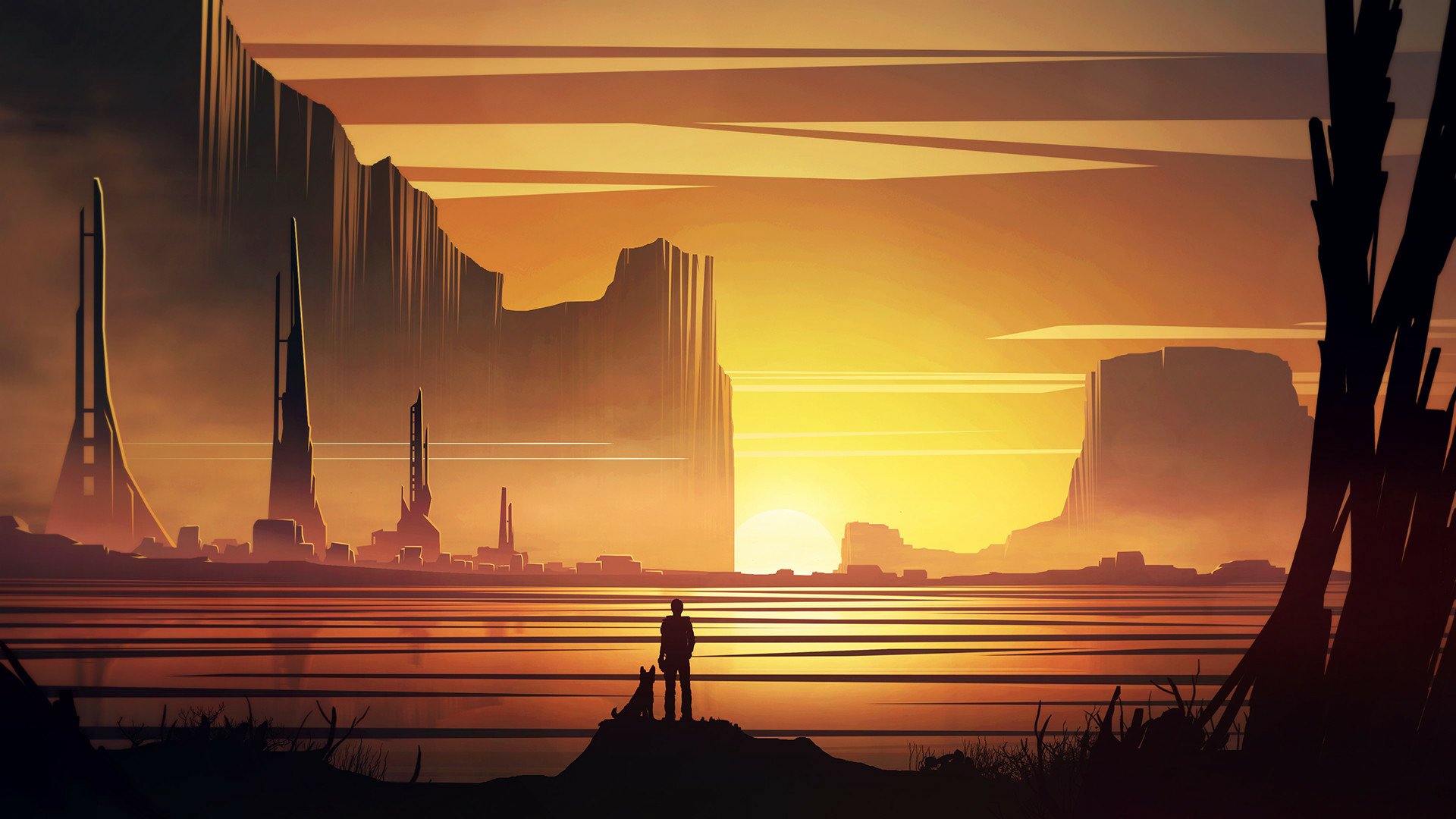 Sci Fi Landscape HD Wallpaper by Michal Kváč