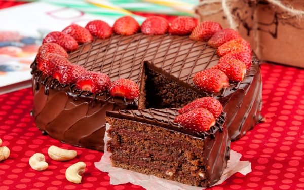 Food Cake Pastry Strawberry Chocolate Dessert HD Wallpaper | Background Image